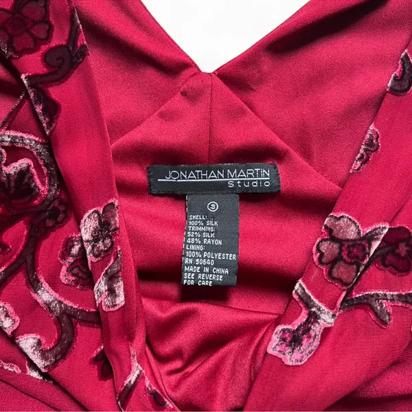 Vintage 90s Jonathan Martin Studio 100% Silk V-Neck Midi Dress Size S - Image 10
