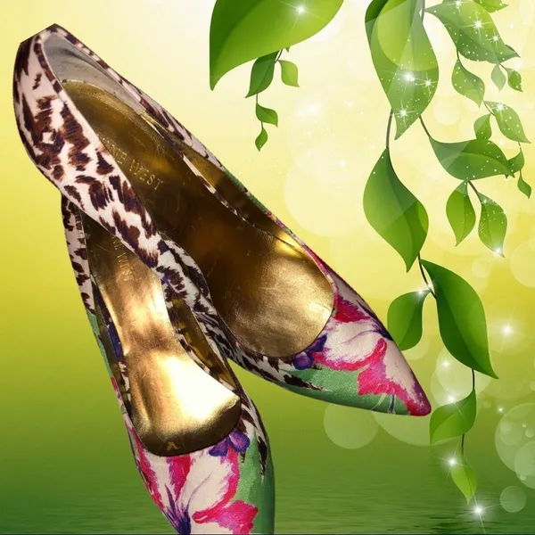 Nine West beautiful animal/floral heels - Image 5
