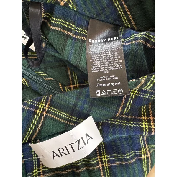 NWT Aritzia Sunday Best Tabby Green & Blue Pleated Mini Skirt - Image 9