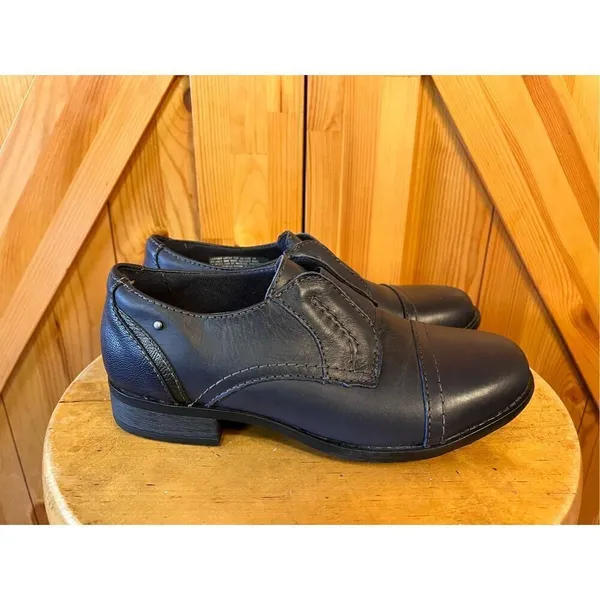 Earth Origins Black /Navy Leather Womens Navigate Nate Slip-On Loafers 6M - Image 3
