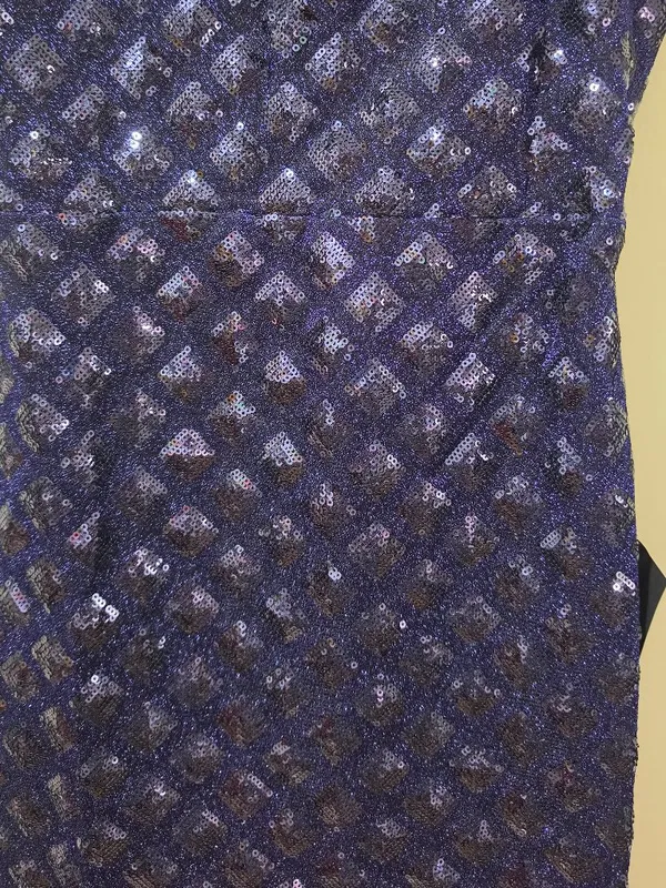 Lulus Shimmering Vibes Lurex Sequin Lace Up Mini Dress - Navy Blue - Size M - Image 3