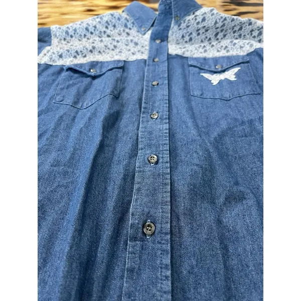 Black Canyon Denim Button Shirt‎ Embroidered Lace Size XL Western Women Vintage - Image 9