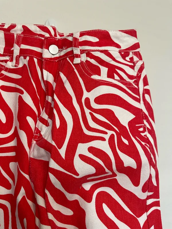 Red Zebra Print Jeans Size 2 - Image 3