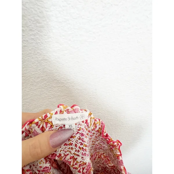 Poupette St Barth Galia Smocked Mini Skirt Size XS Pink Mistral Floral Boho - Image 6