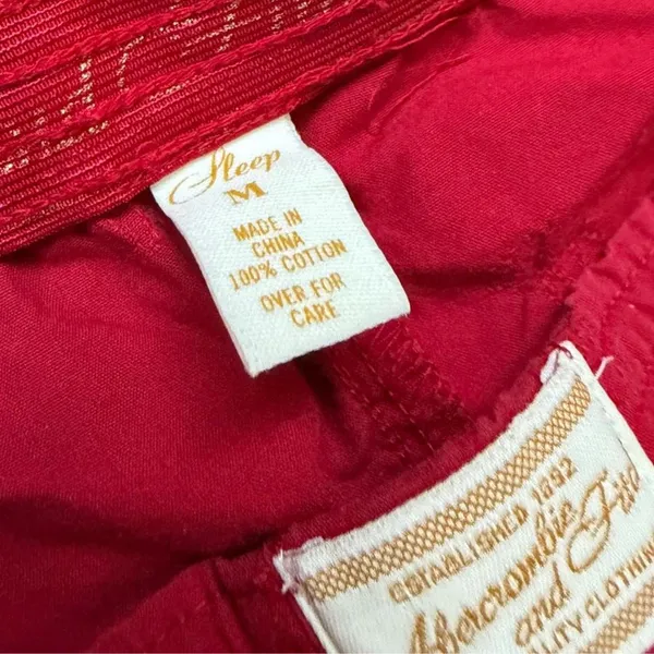 Abercrombie & Fitch Y2K 2000s Vintage Micro Mini Low Rise Booty Bimbo Red Shorts Trendy Elastic Waist PJ Pajama Lounge Boxer Pyjama Hot Pants #Preppy #Summer #Cottagecore #Fairy Bloquette #Summer Sz M Measurement in pics - Image 8