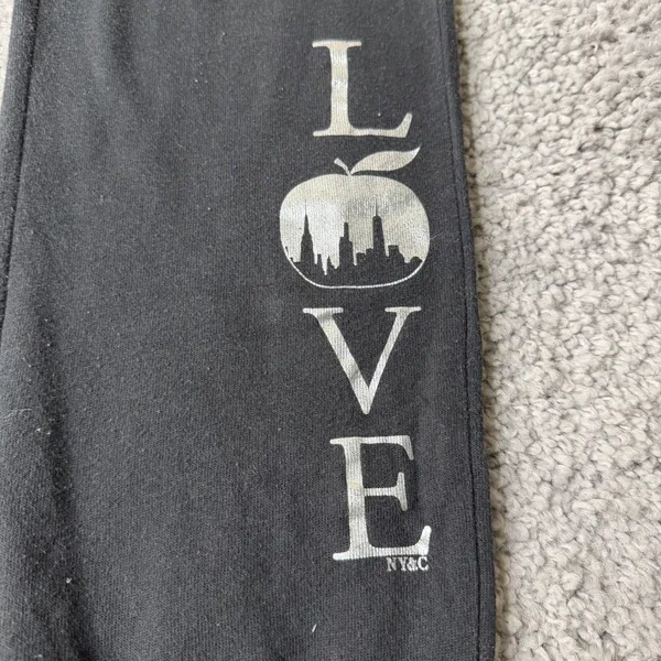 New York & Company Womens Black Love NYC Apple Graphic Jogger Sweatpants Large - Image 3