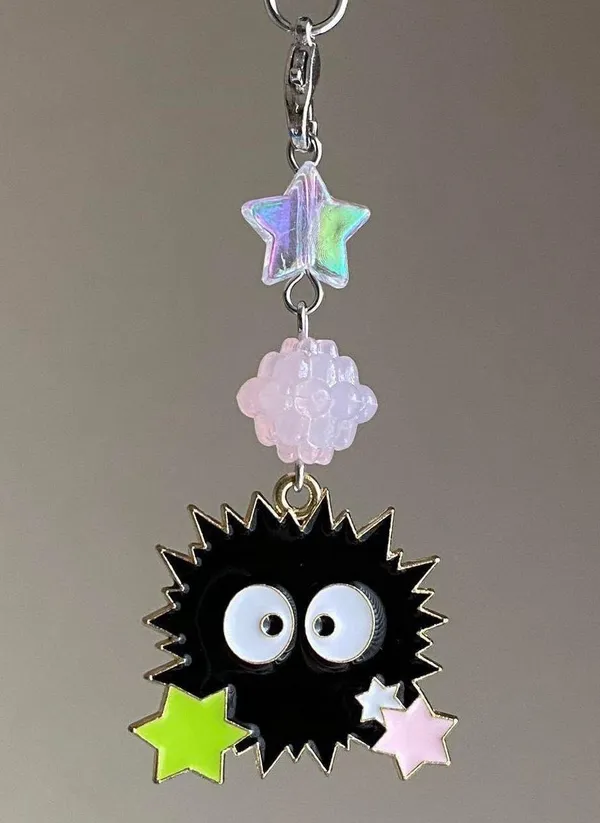 Handmade Kawaii y2k soot star dangle phone strap/bag charm/keychain/display⭐️🌀🍬💕 - Image 4
