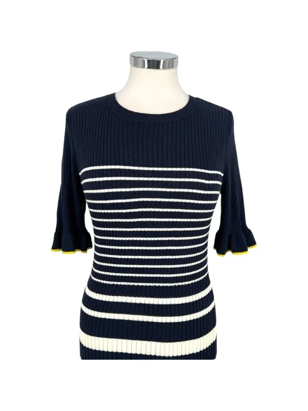 Free Assembly Nautical Striped Ribbed Knit Dress Blue White Size Medium NWT - Image 2
