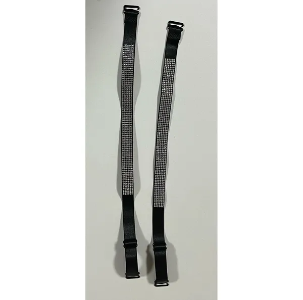 Black Diamond Bra Straps Hosiery Lingerie Fashion Accessory Matching Pair Set of 2 💎 - Image 3