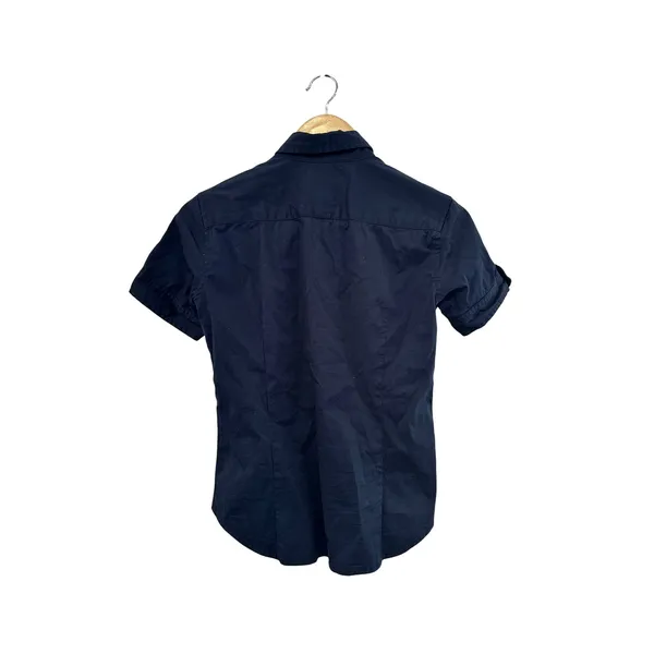 Polo Jeans Co Ralph Lauren Y2K Navy Fitted Short Sleeve Button Up Shirt Small - Image 2
