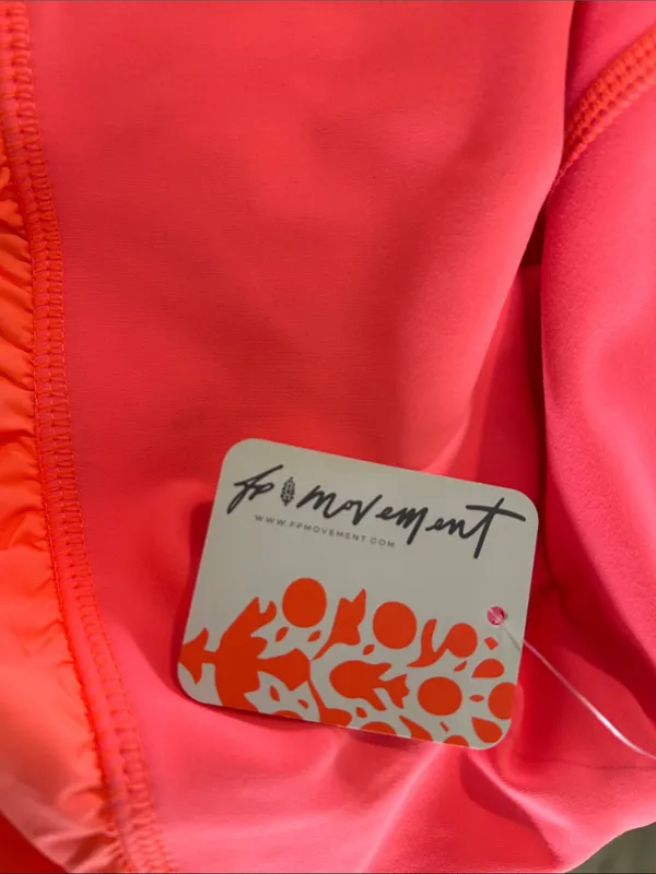 FREE PEOPLE Righteous Runsie workout Jumpsuit romper, Pink/Orange, Large, NWT - Image 6