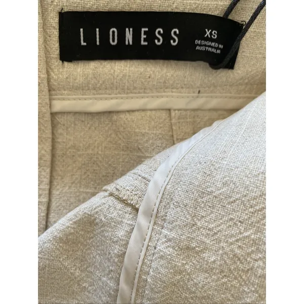 Lioness The Lola Mini Skirt Womens Size 2 Oatmeal Linen Blend Slit Neutral‎ NEW - Image 4