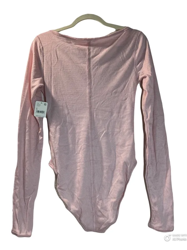 Free People Intimately Sloane Long Sleeve Henley Bodysuit Pink Nectar Small - Image 5