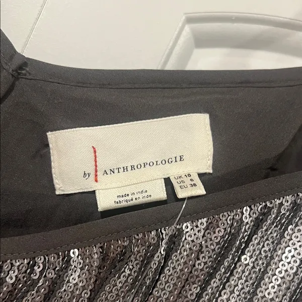 Anthropologie Metallic Silver‎ Ruffle Cami size 6 - Image 6