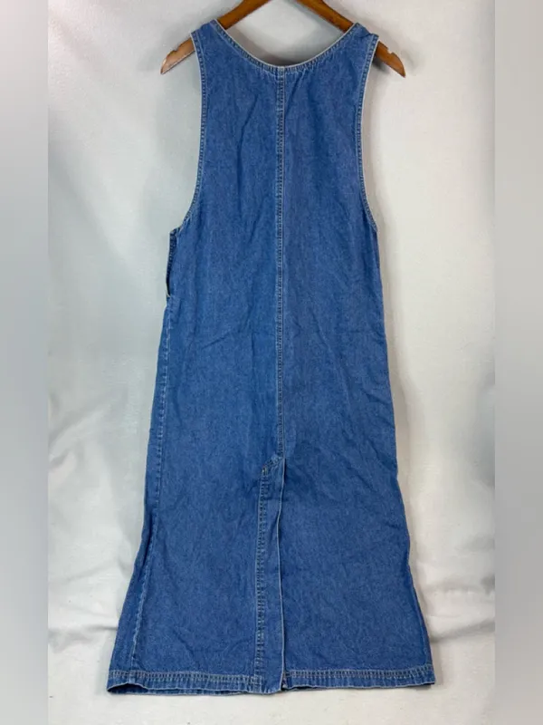 True Blue M Cottagecore Noah’s Arc Embroidered Overalls Denim Jumper Dress - Image 7
