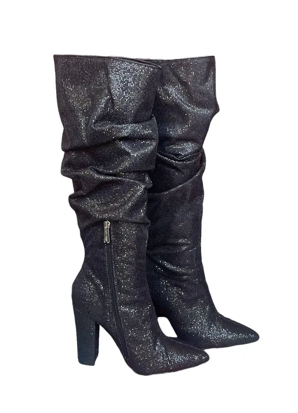 Cape Robbin Beautiful Sparkly Thigh High Block Heel Boots - Image 2
