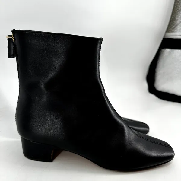 J.Crew Roxie Ankle Boots Back-Zip Leather Low Heel Center Seam Black 6.5 - Image 3