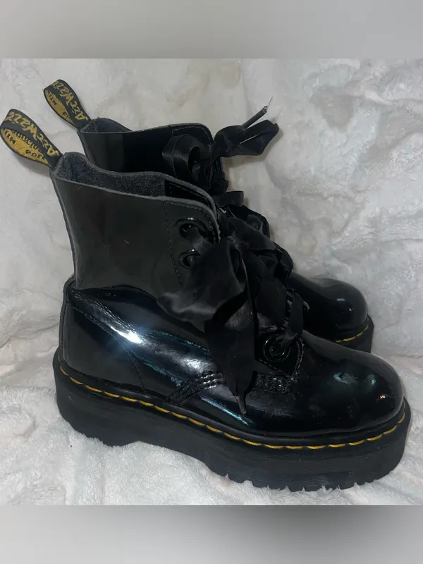 Dr. Martens MOLLY Women's Leather Platform Boots BLACK BUTTERO size 6 - Image 3