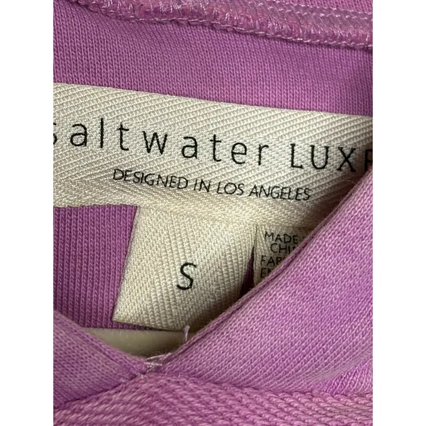 Saltwater Luxe Pink Hoodie Shorts Matching Set Size S Coastal Lounge - Image 5