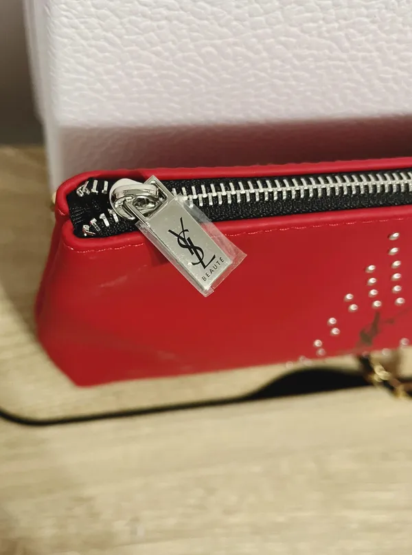 Saint Laurent Red Makeup cosmetic Bag Pouch case clutch Crossbody - Image 5