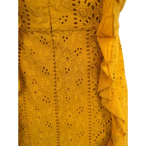Majorelle Mara Eyelet Ruffle Mini Dress Mustard Yellow Tie Strap Size‎ Small - Image 12