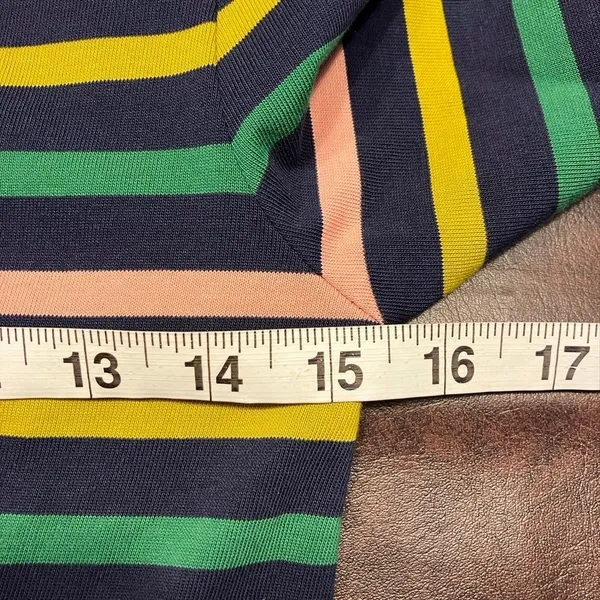 J. Crew Striped Knit‎ Midi Dress Long Sleeve Pink Green Yellow Navy Size 2 New - Image 16