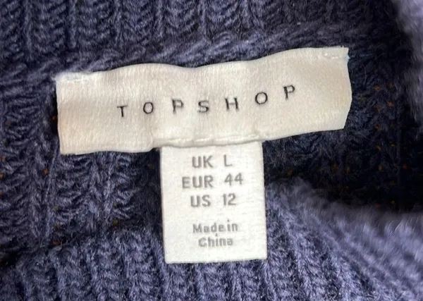 Topshop Drop shoulder Pullover Mock Neck Oversized Sweater Blue Size L US 12 - Image 9