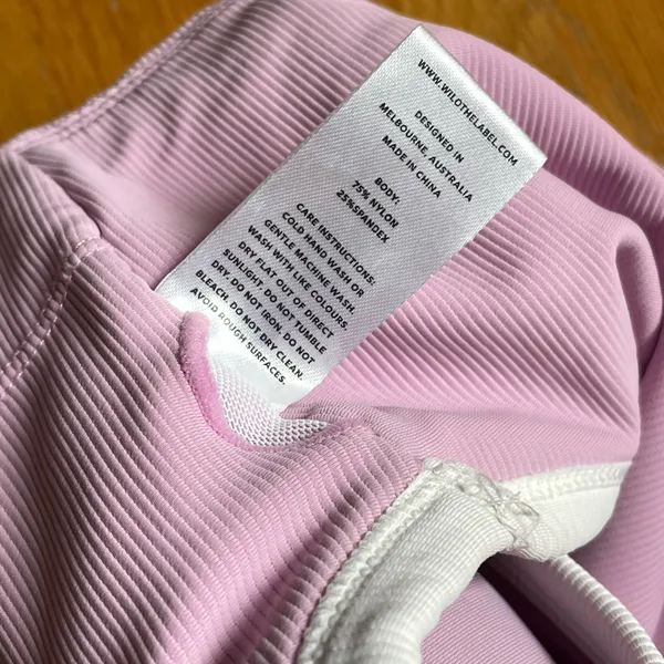 WILO Active Women’s Matching Sports Bra & High Waist Leggings Set Pink White Trim Size S - Image 2