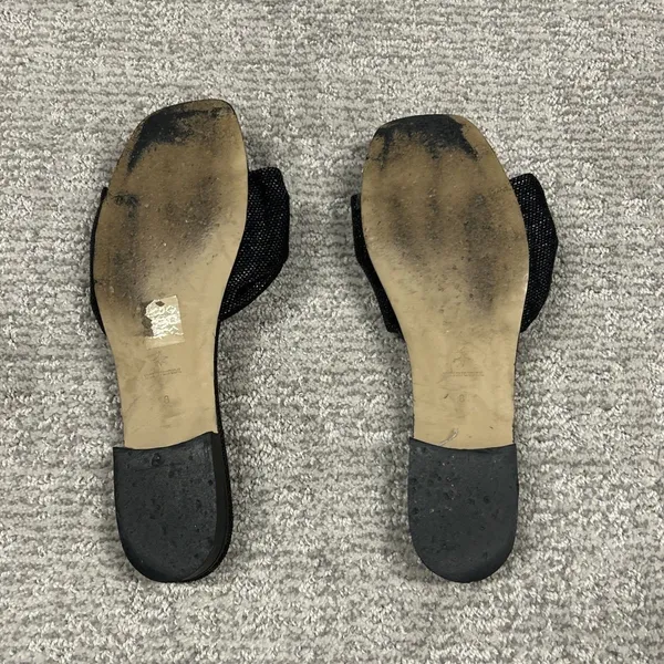 Tuckernuck Raffia Brit Sandals Womens 8 Black Slip On Slides Bow Knot Flats - Image 3