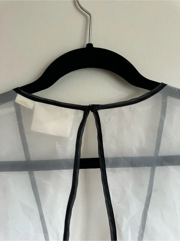 Anthropologie Maeve Sheer Bow Tie Long Sleeve Blouse Women’s Large White - Image 6