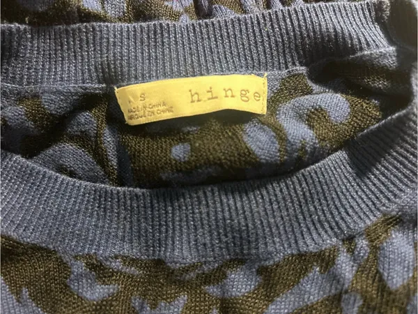 Hinge Nordstrom Womens Small S Blue Black Damask Intarsia Knit Sweater Top - Image 3