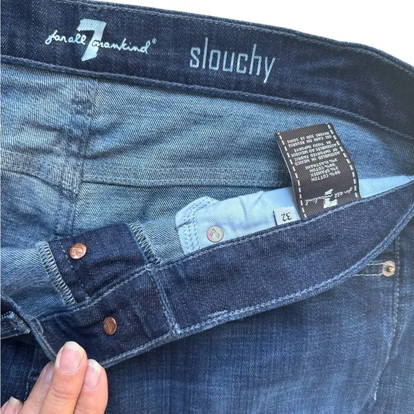 7 for all mankind dark wash denim jeans 32 x 31 slouchy cotton spandex - Image 3