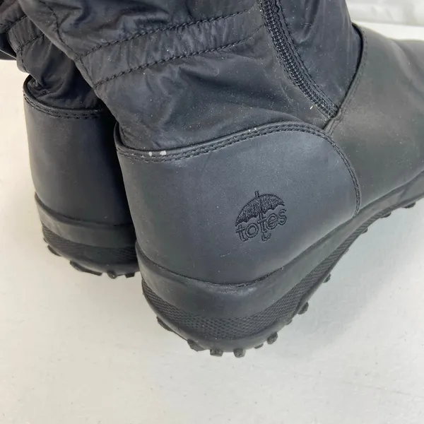 Totes‎ women's Rikki waterproof black faux fur lined zip snow winter boots shoes - Image 9
