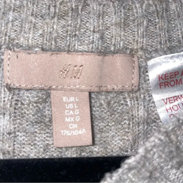 H&M L Wool Blend Cable Knit Sweater Gray - Image 4