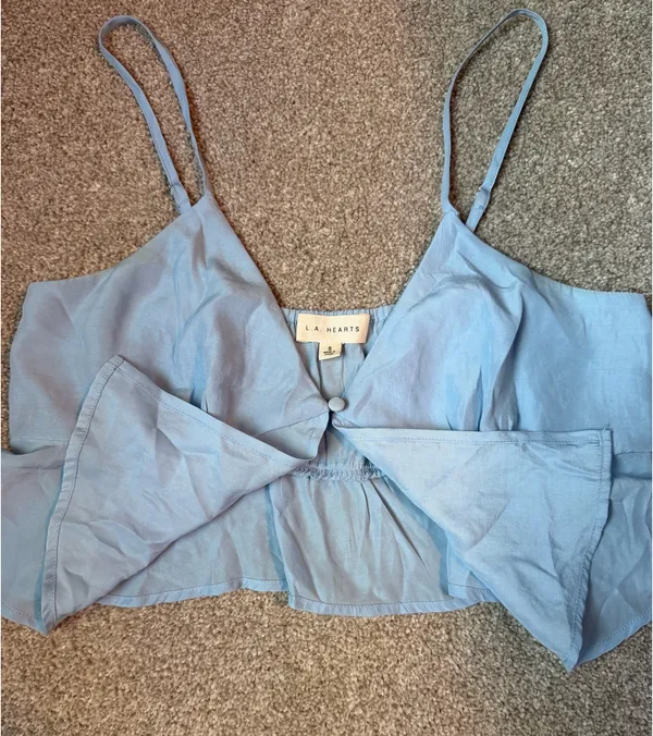 LA Hearts Light Blue Button Front Tank Top - Image 3