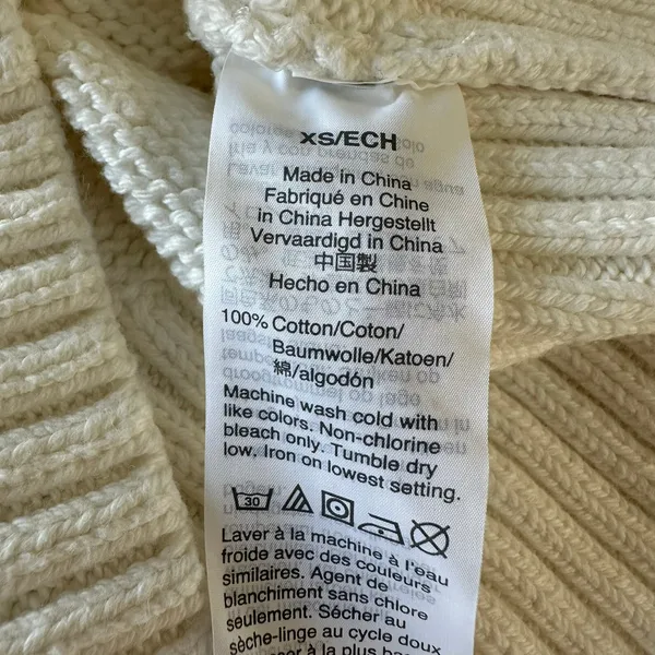 J.Crew XS Sweater Mockneck center cable-knit Ivory Fisherman Sweater 100% Cotton - Image 6