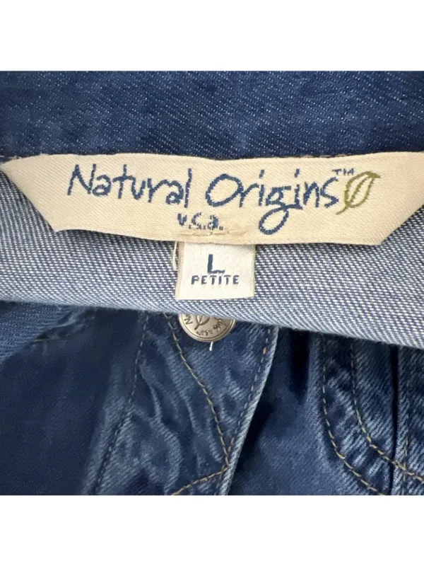 Natural Origins Sz LP Lyocell Blue Jean Denim Button Up Trucker Jacket USA Made - Image 10