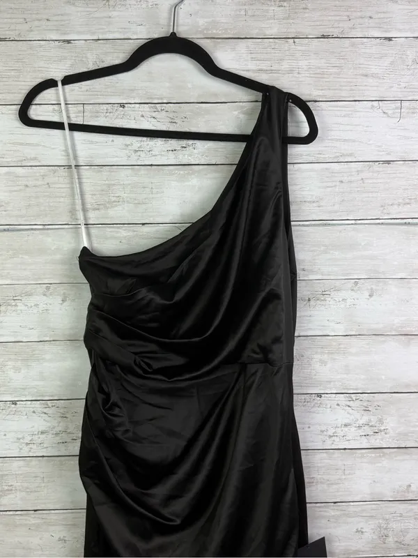 Lulus Dreaming of Elegance Black Satin One-Shoulder Maxi Dress Size Large - Image 4