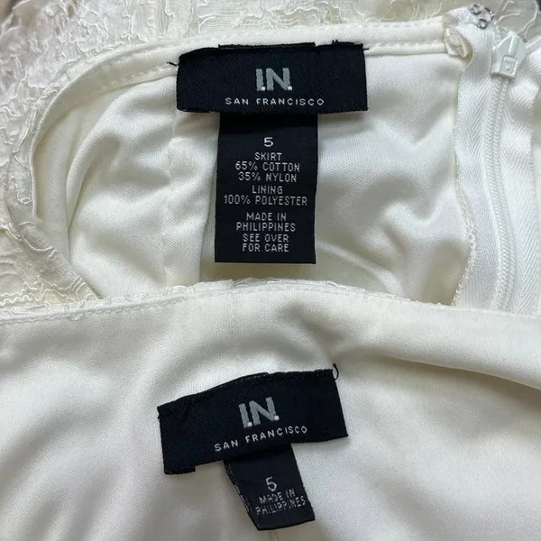 I.N. San Francisco White Lace Sleeveless Formal Crop Top Mini Skirt Set Size S - Image 6