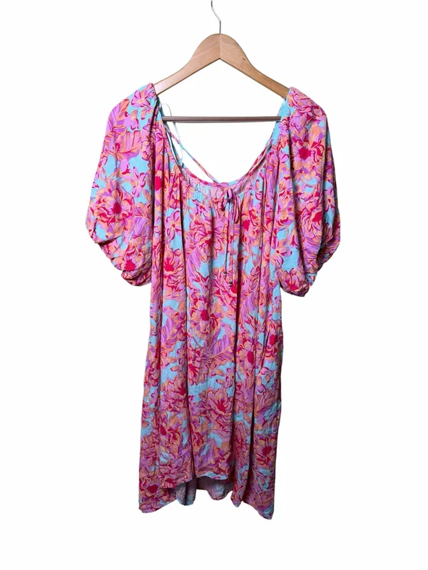 Petal + Pup Leyden Pink Floral Puff Sleeve Midi Dress US 8 NWT - Image 5