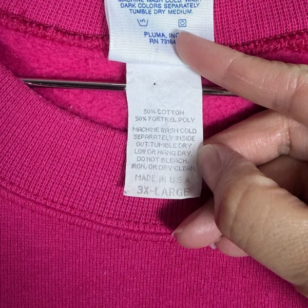 Vintage Santee Sweats Pluma Magenta Pink Floral Heart Graphic Sweatshirt 3XL USA - Image 4