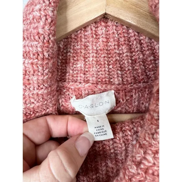 Caslon Pink Mauve Cable Knit Long Sleeve Turtleneck Sweater Size Small - Image 8