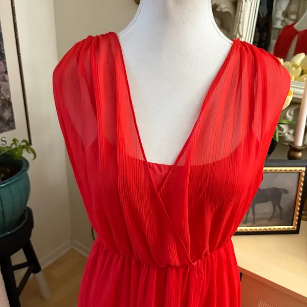 ALICE + OLIVIA Red Silk Mini Dress Size XS‎ - Image 2