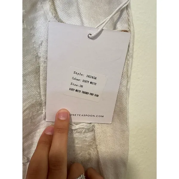 NWT One Teaspoon 26 Dirty White Trashed Freebirds Low Waist Straight Leg Jeans - Image 3