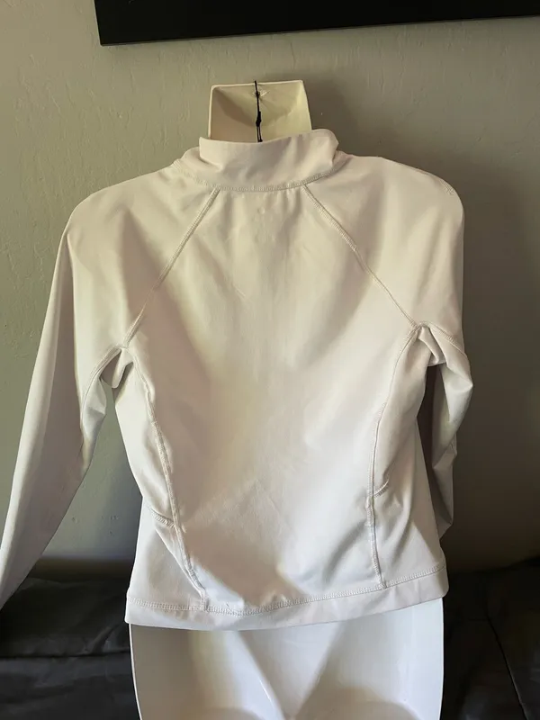 Apana Women’s Athletic Jacket Thumbhole Long Sleeve 1/4 Zip White - Image 3