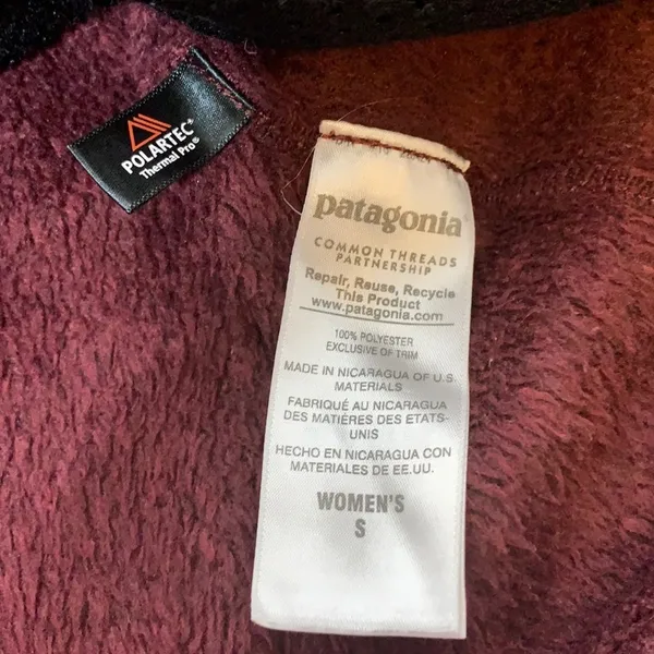 Patagonia fleece retool pocket snap popover maroon sz‎ S - Image 6