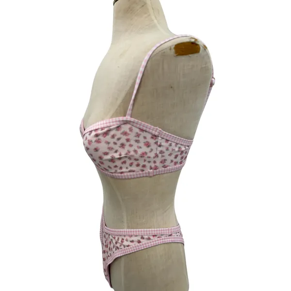 Strawberry Milk Mob Ginger‎ Bread Bikini Set Floral Gingham Pink Size Small - Image 7