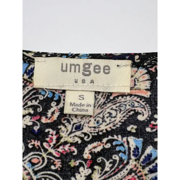 Umgee Floral Paisley Boho Tunic Dress‎ Womens Small Ivory Floral Paisley Peasant - Image 6