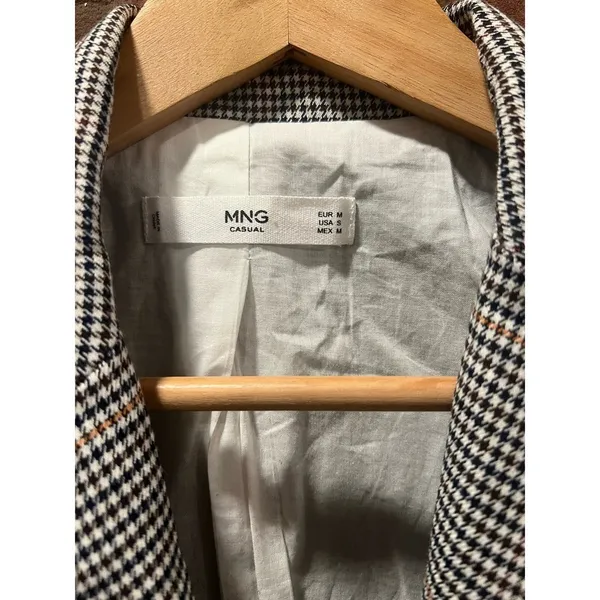 Mango Houndstooth Plaid Double Breasted Blazer Heritage Prep M - Image 8