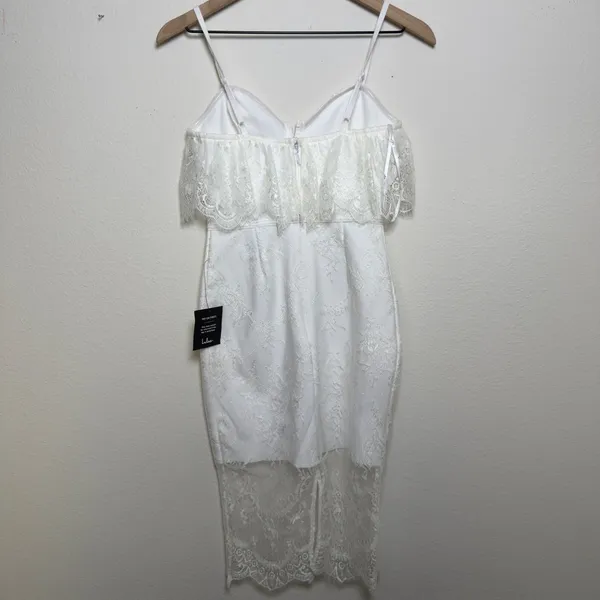 NEW Lulus Women No introduction Needed‎ Dress XS White Lace Party Event Bodycon - Image 6